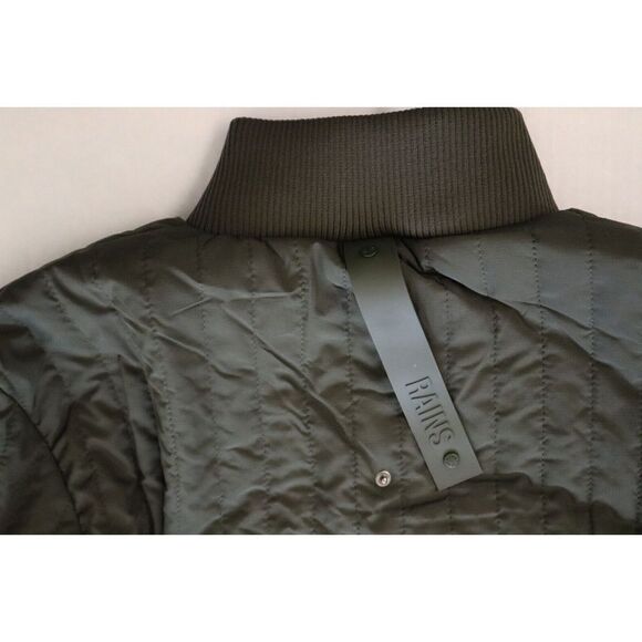 RAINS 18300 Unisex Sz Medium Evergreen Full Zip Liner High-Neck Jacket - Picture 10 of 10